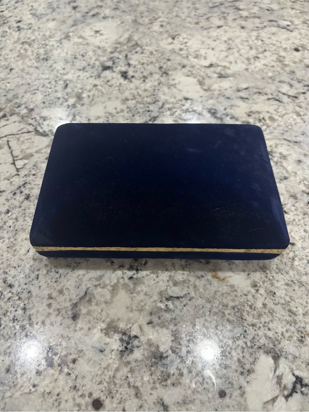 Vintage Lady Buxton Blue Velvet Jewelry Box MCM Hollywood Regency 1960s